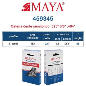 Catena Motosega 3/8" 1.5 mm 68 Maglie Maya