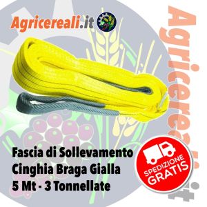 Fascia Di Sollevamento Cinghia Braga Gialla 5 Mt - 3 Tonnellate