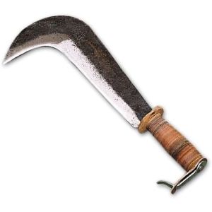 Roncola con manico in cuoio tipo Bergamo acciaio forgiato cm 30