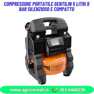 Compressore portatile Gentilin 5 litri 9 Bar silenzioso e compatto