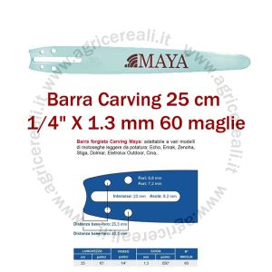 Barra motosega 25 cm 1/4" x 1,3 mm Compatibile Stihl MS 150