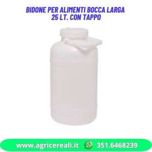 Bidone per Alimenti Bocca Larga 25 Lt. con Tappo
