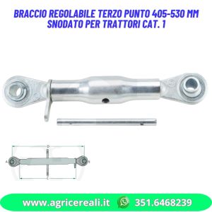 Braccio regolabile terzo punto 405-530 mm snodato per trattori cat. 1