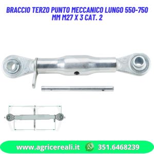 Braccio terzo punto meccanico lungo 550-750 mm M27 x 3 cat. 2