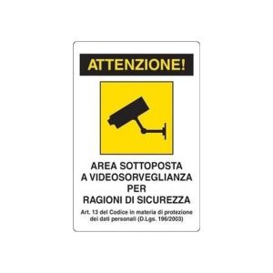 Cartello in Alluminio A4 Area Videosorvegliata 20x30 cm