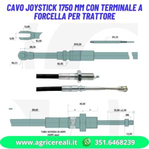 Cavo joystick 1750 mm con terminale a forcella per trattore