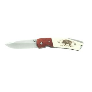 Coltello da tasca con manico in legno e plastica Cinghiale
