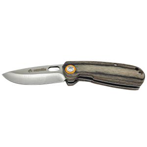 Coltello da tasca lama in acciaio inox e manico legno pakkawood e micarta cm 20,5 con moschettone