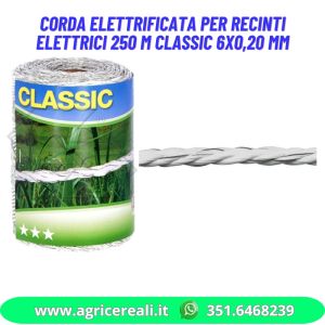 Corda elettrificata per recinti elettrici 250 m Classic 6x0,20 mm