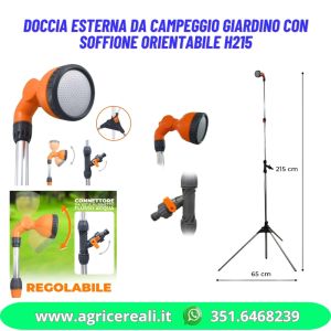 Doccia esterna da campeggio giardino con soffione orientabile H215
