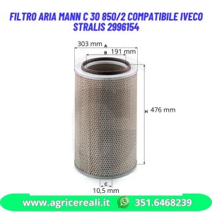 Filtro aria MANN compatibile Iveco Stralis Eurostar 2996154