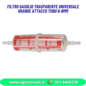 Filtro Gasolio Trasparente Universale grande attacco tubo 6-8mm