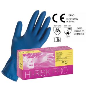 Guanti monouso in lattice pesante, Taglia XL, Colore Blu (50 PZ)