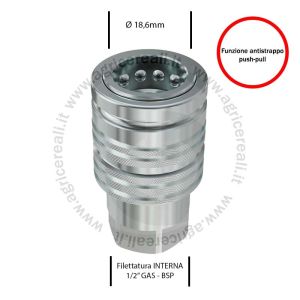 Innesto Rapido Femmina Filettatura 1/2" antistrappo push-pull