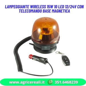 Lampeggiante wireless 15W 10 LED 12/24V con telecomando base magnetica