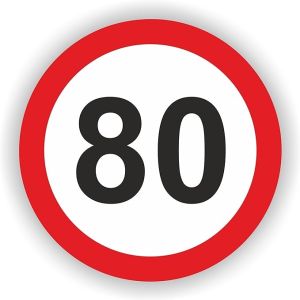 Limite di Velocità 80 km Adesivo D. 20 cm