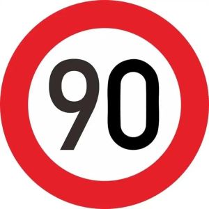 Limite di Velocità 90 km Adesivo D. 20 cm