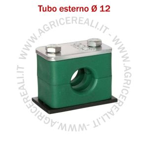 Morsetto Fermatubo Ø 12 mm in Polipropilene con Piastre e Viti