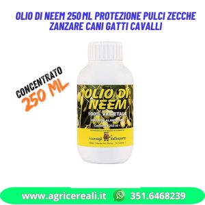 Olio di Neem 250 ml protezione pulci zecche zanzare cani gatti cavalli