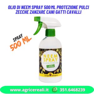 Olio di Neem spray 500 ml protezione pulci zecche zanzare cani gatti cavalli
