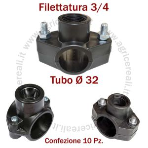 Presa a Staffa 3/4" Femmina per Tubi da 32 mm Confezione 10 Pezzi