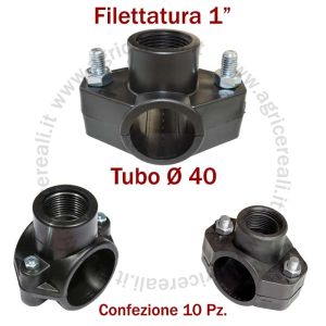 Presa a Staffa Filettatatura 1" per Tubo 40mm - Set 10 Pezzi