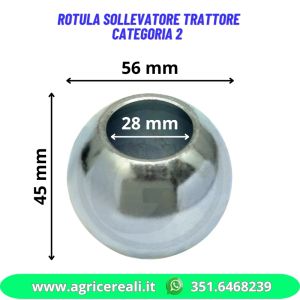 Rotula sollevatore trattore Categoria 2 Ø 56x28x45 mm