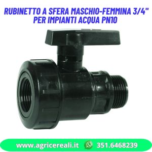 Rubinetto a sfera maschio-femmina 3/4" per impianti acqua PN10 