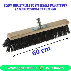 Scopa industriale 60 cm setole piumate per esterni robusta da esterno