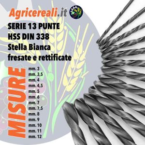 Serie 13 Punte per Acciaio HSS DIN 338 Stella Bianca
