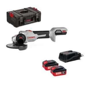 Smerigliatrice angolare a batteria Crown 20V con 2 batterie 5Ah