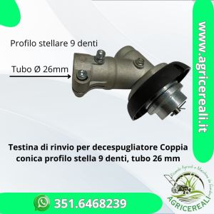 Testina coppia conica originale AMA AG3 per decespugliatore 9 denti asta 26mm