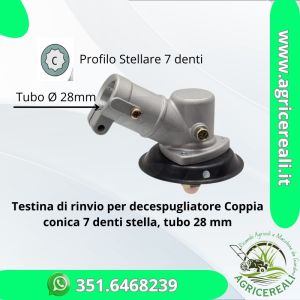 Testina di rinvio per decespugliatore 7 denti per tubo 28 mm – Made in Germany