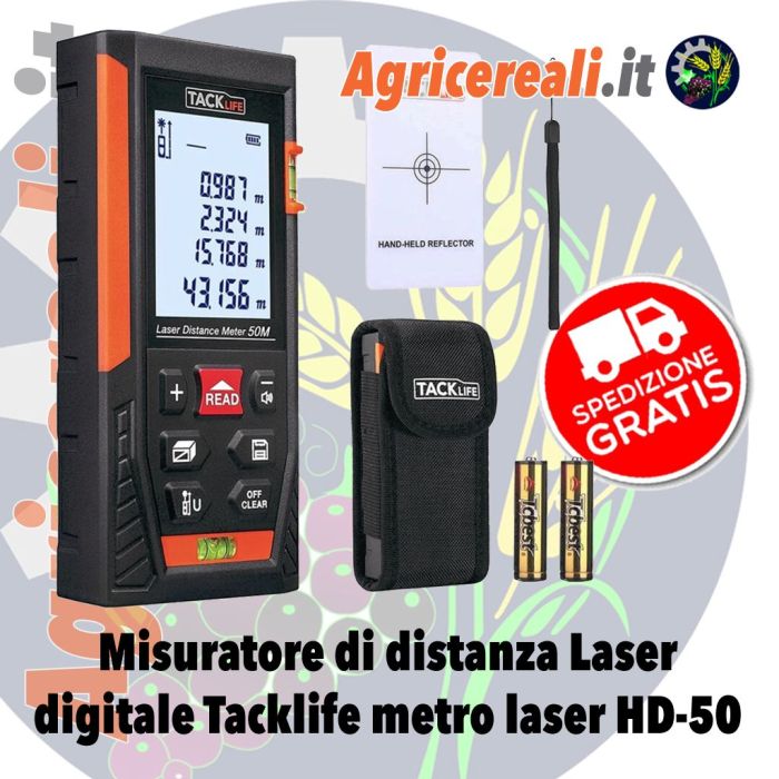 Telemetro laser portatile con ampio display LCD Misura fino a 50m