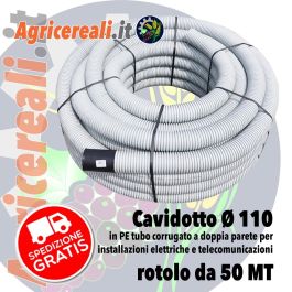 TUBO CORRUGATO DOPPIA PARETE CAVIDOTTO DIAMETRO 40MM ROTOLO MT 50